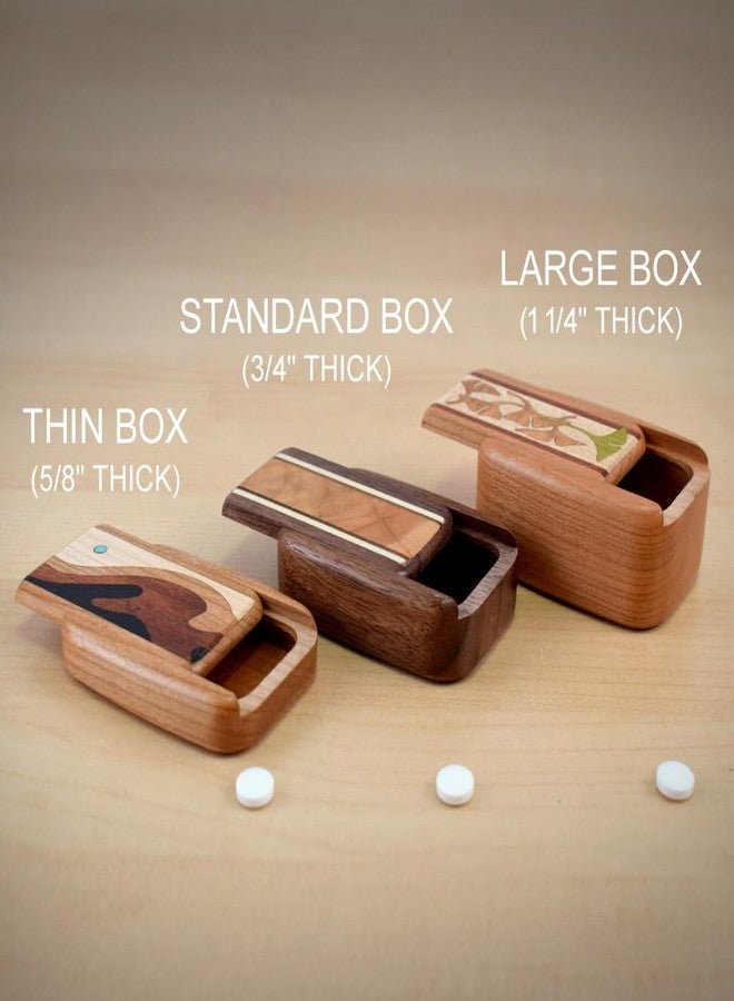 Modern Artisans American Made Pocket-Sized Pill Box (Thin Size) - Cherry Wood with Inlaid Wave Design - Image 5